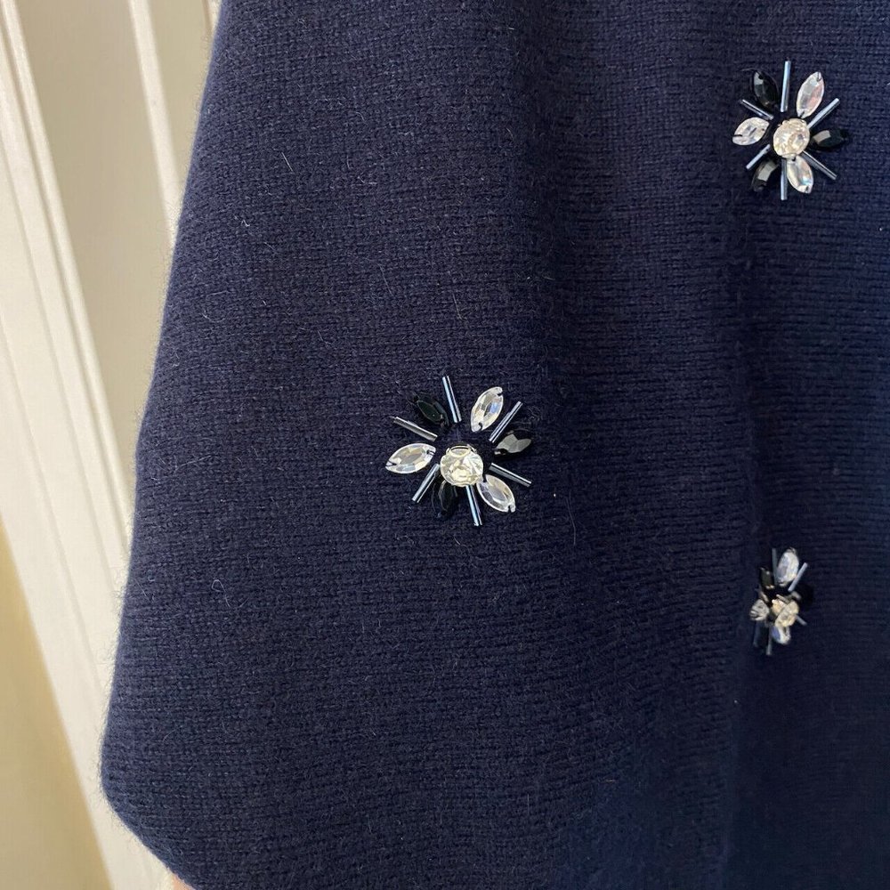 Neiman Marcus Cashmere Embellished Navy Blue Sweater - Picture 4 of 8
